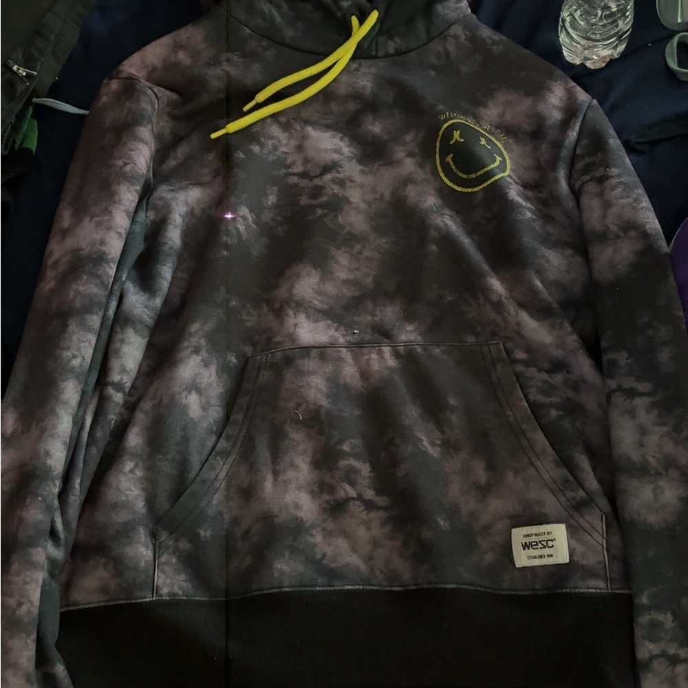 Wesc Charcoal and Black Hoodie with Yellow Accents